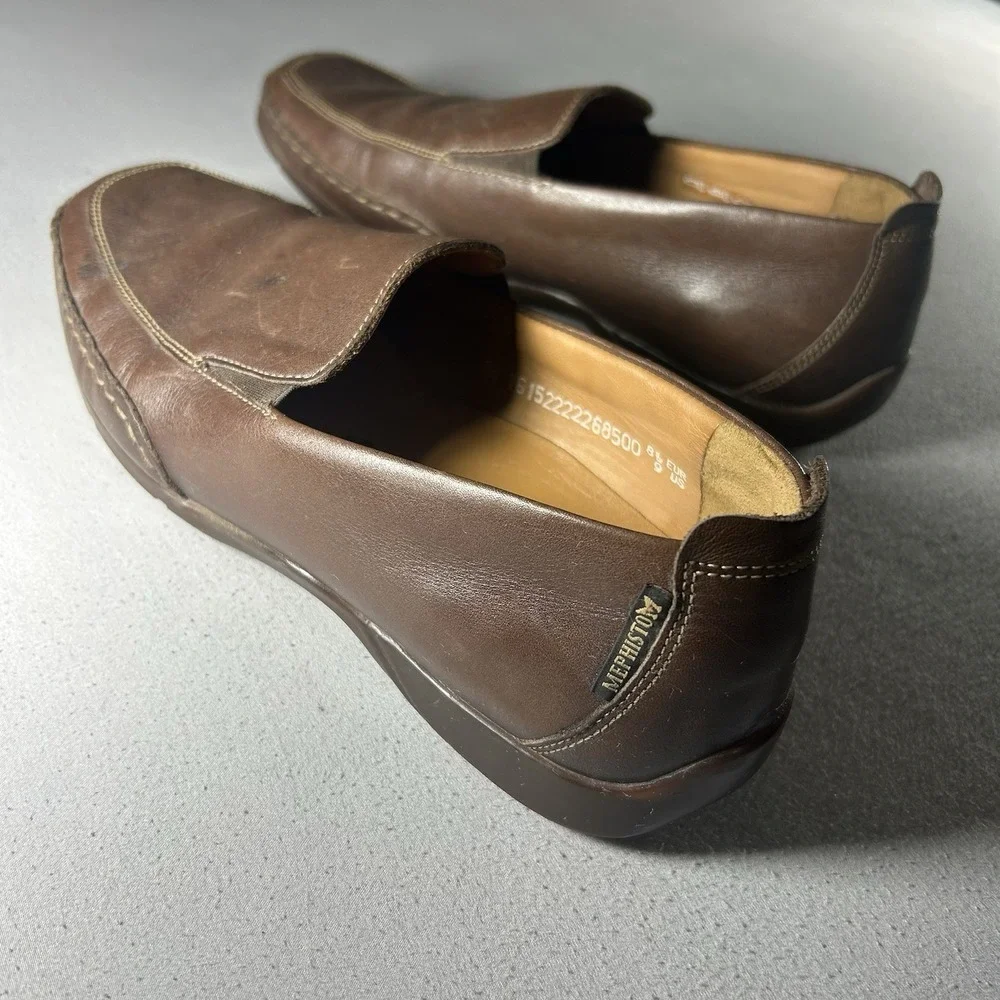 Mephisto‎ Edlef Cool Air Brown Leather Slip On Loafers Mens US 9 EU 8.5 Comfort